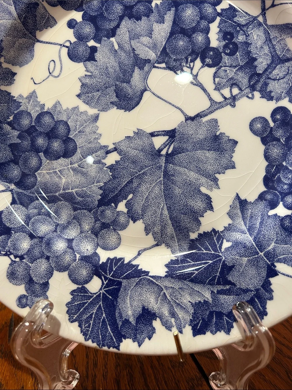 Blue Vine Decorative Serving Plate - White and Blue Made in Italy
